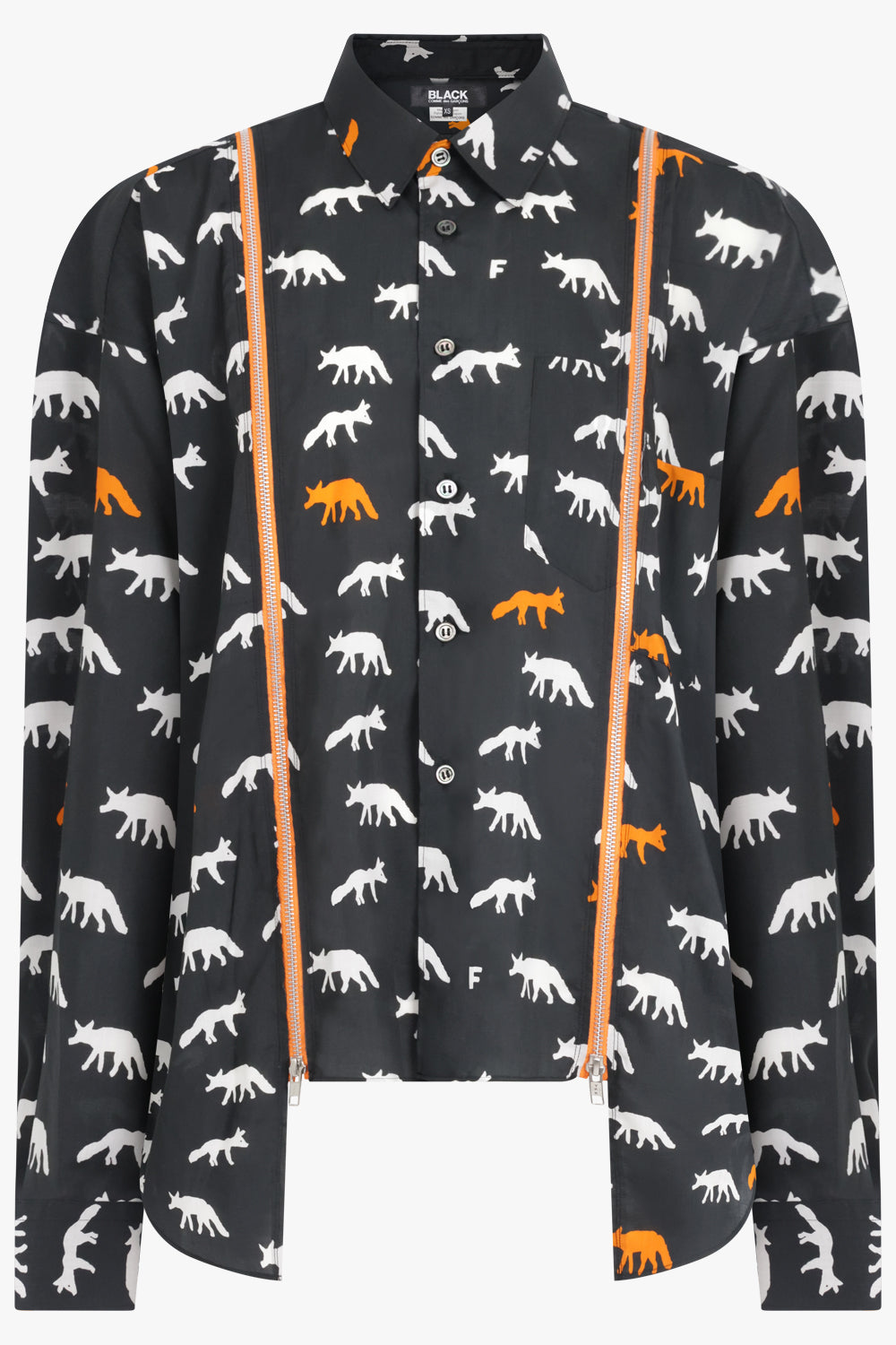 COMME DES GARCONS BLACK RTW X Filip Pagowski Zip L/S Animal Print Shirt | Black/White/Orange