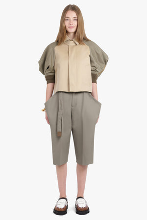 SACAI RTW Exaggerated Pocket Detail Crop Pant | Taupe