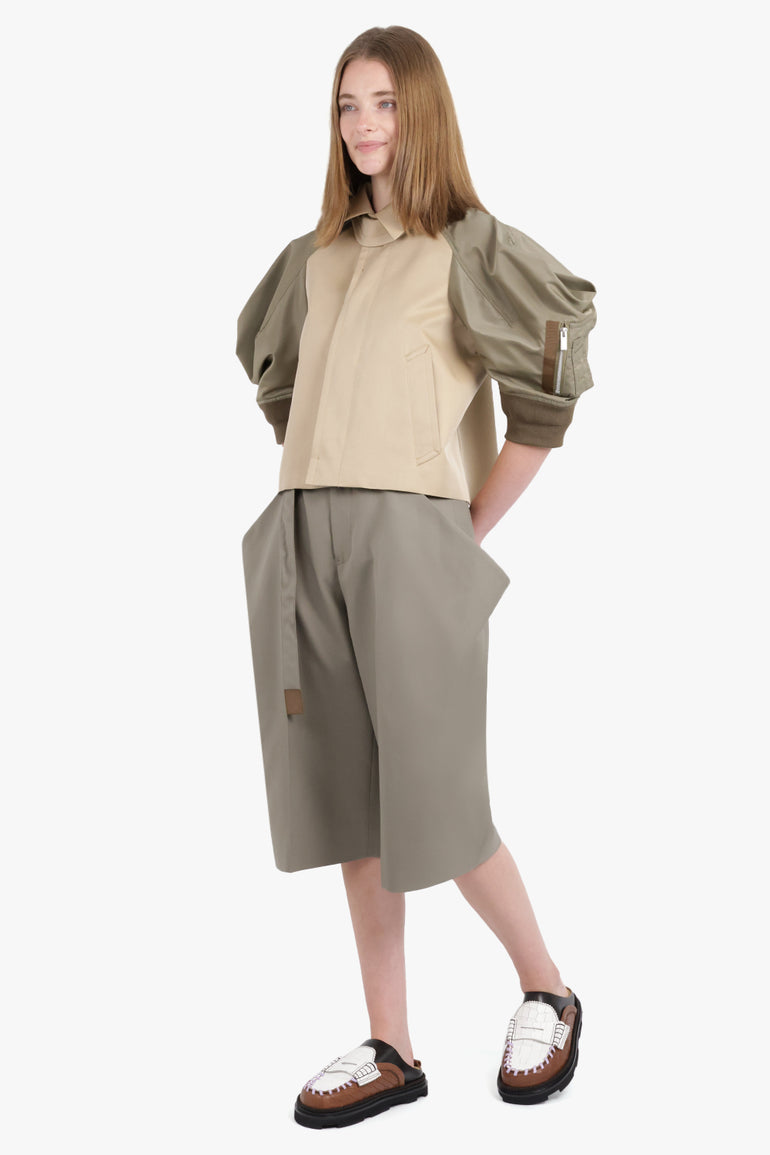 SACAI RTW Exaggerated Pocket Detail Crop Pant | Taupe