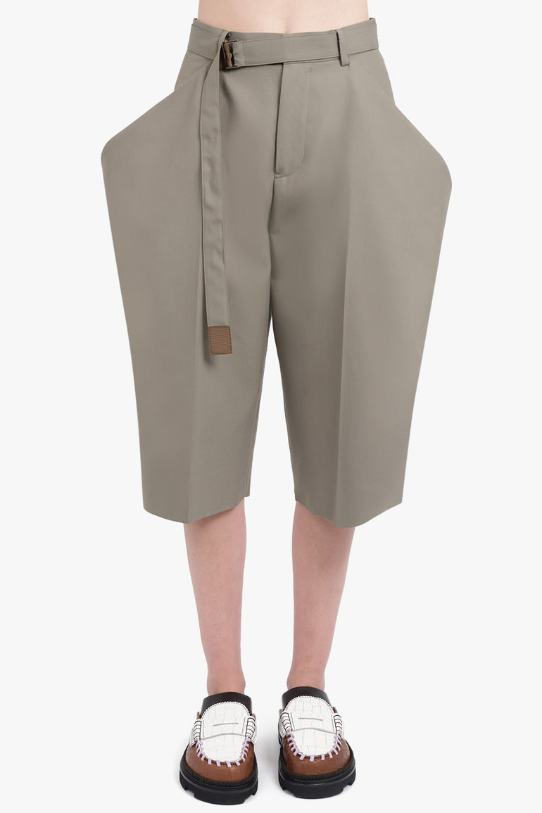 SACAI RTW Exaggerated Pocket Detail Crop Pant | Taupe