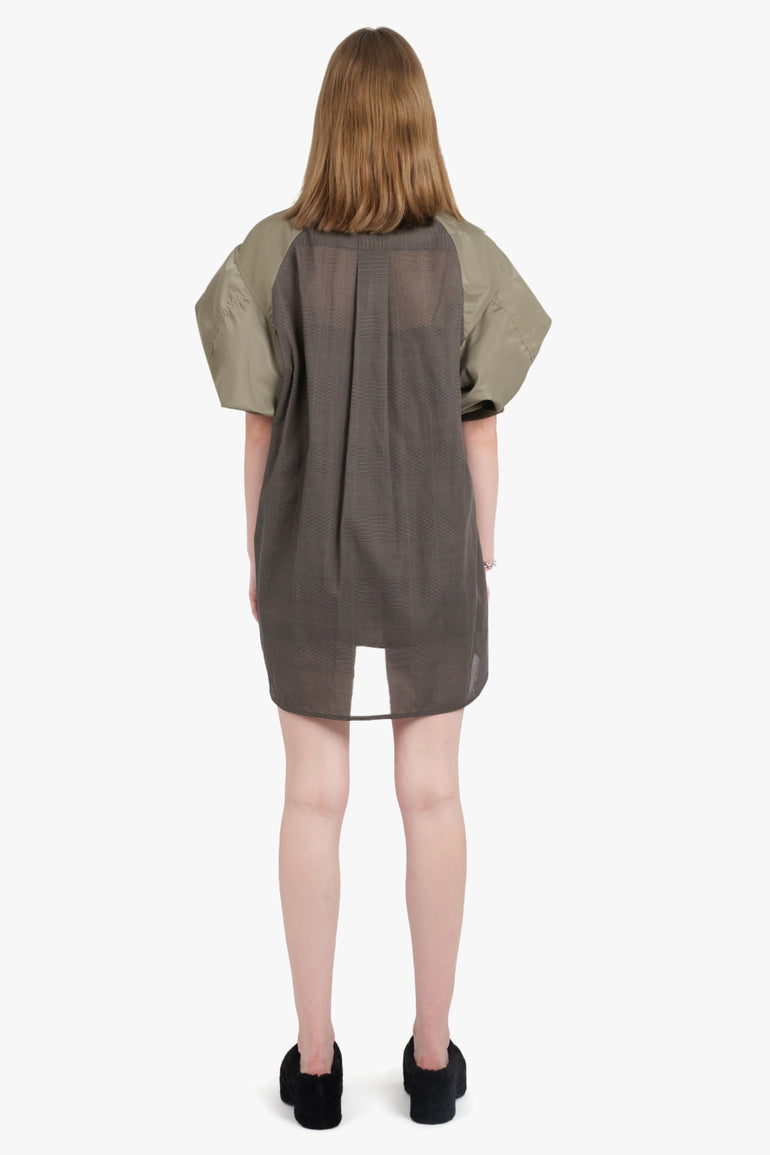 SACAI RTW Contrast S/S Check Shirt Dress | Brown/Taupe