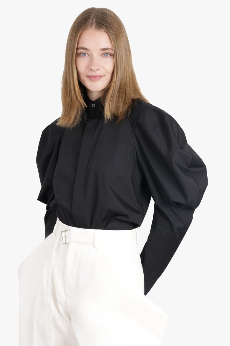 SACAI RTW L/S Shirt with Balloon Sleeve Detail | Black