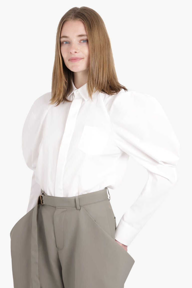 SACAI RTW L/S Shirt with Balloon Sleeve Detail | Off White