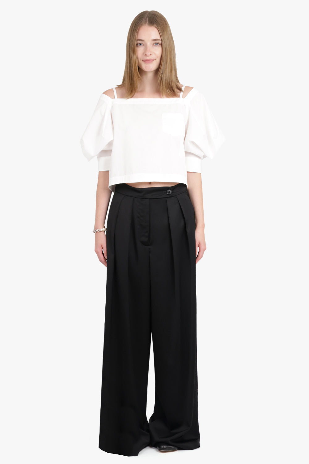 DRIES VAN NOTEN RTW Pamplona Wide Leg Pant Cotton | Black