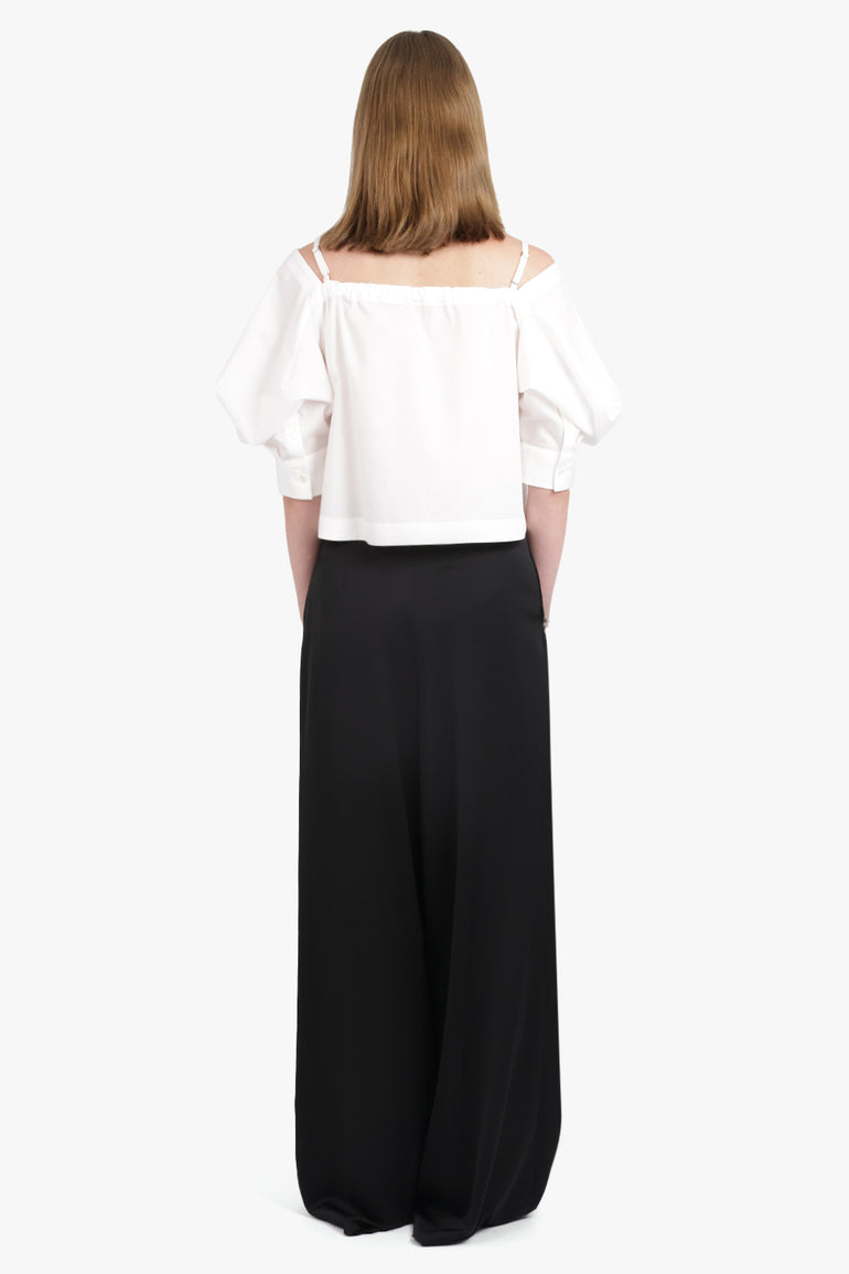 SACAI RTW Off Shoulder Top With Exaggerated Wing Sleeve | Off White