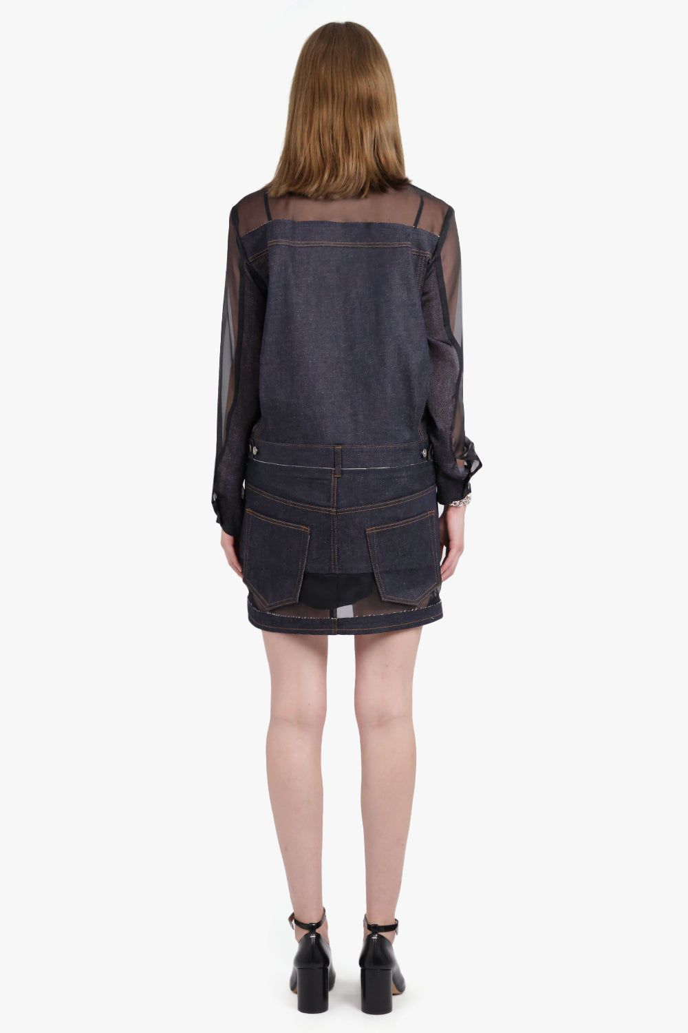 SACAI RTW Sheer X Denim L/S Shirt Dress | Indigo