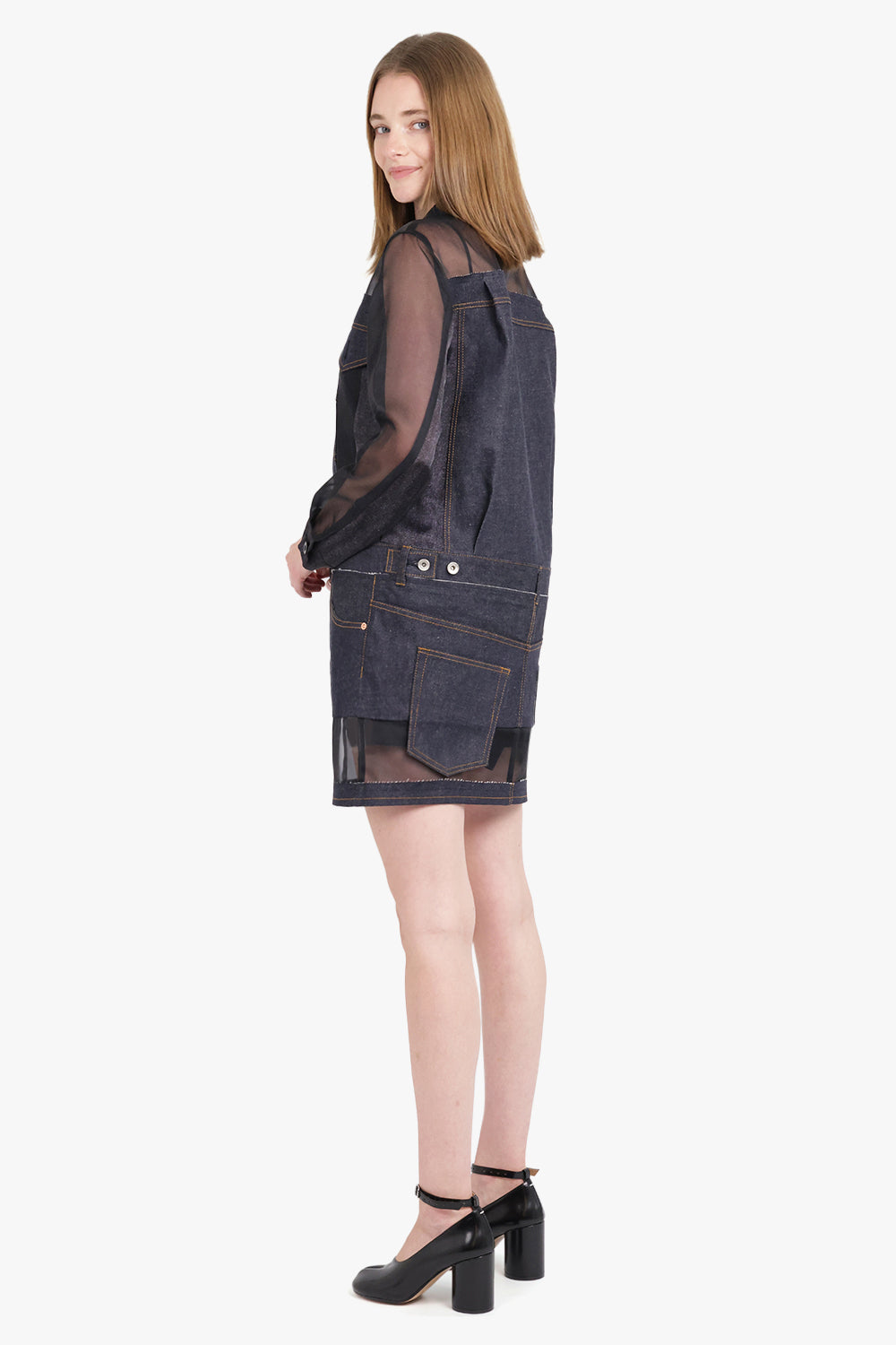 SACAI RTW Sheer X Denim L/S Shirt Dress | Indigo