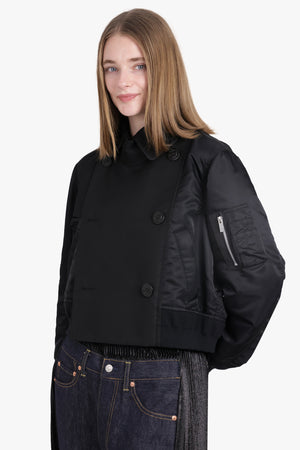 Cotton Gabardine Mix Blouson | Black