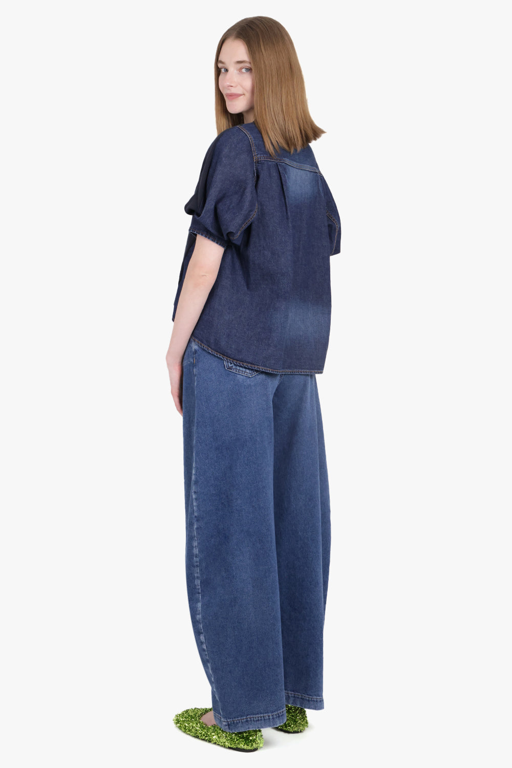 SACAI RTW Denim Knit Pullover | Navy/Blue