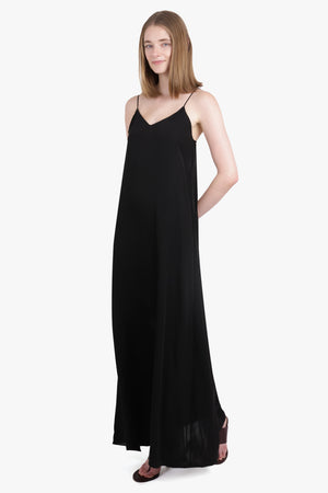 THE ROW RTW Kole Thin Strap V-Neck Maxi Dress | Black