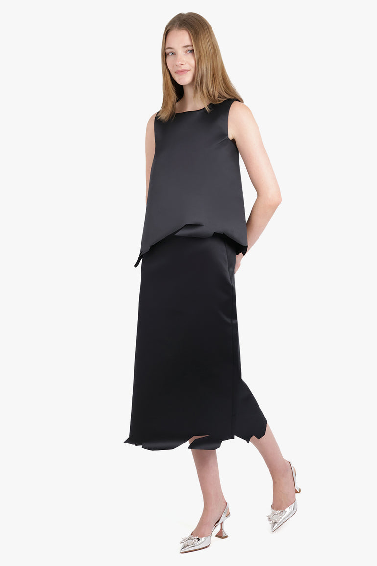 VIKTOR & ROLF RTW Deconstructed Hem Midi Skirt | Black