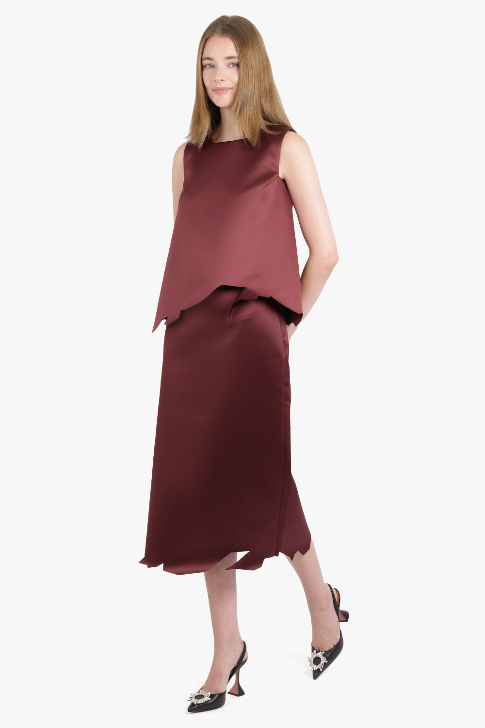 VIKTOR & ROLF RTW Deconstructed Hem S/Less Top | Burgundy