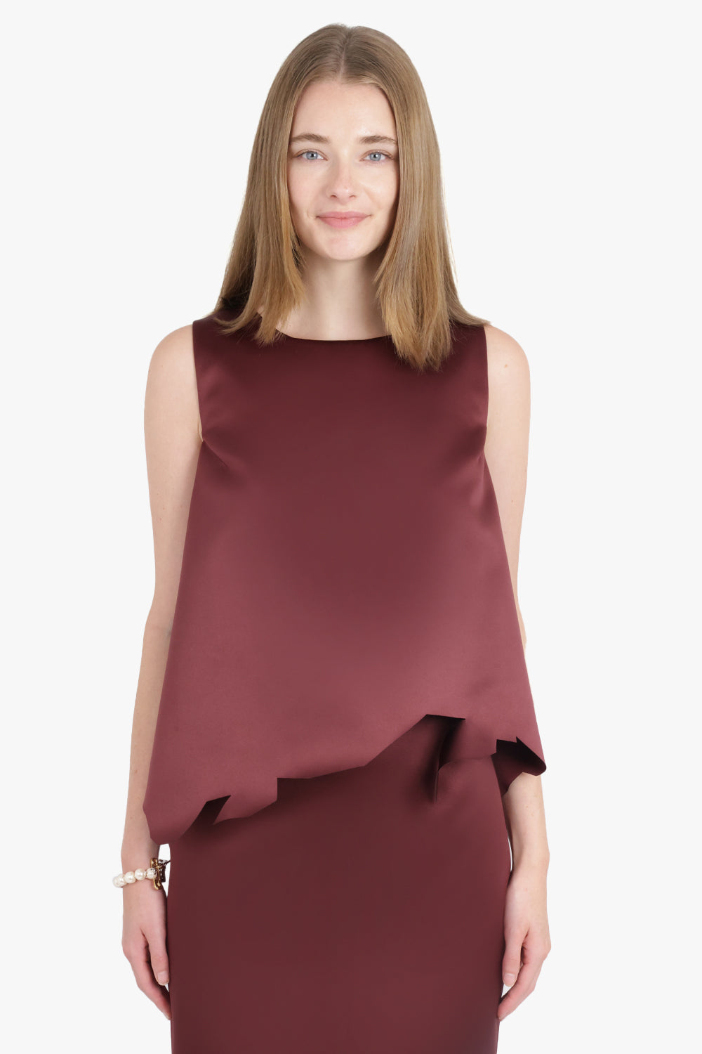 VIKTOR & ROLF RTW Deconstructed Hem S/Less Top | Burgundy