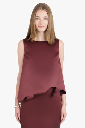 Deconstructed Hem S/Less Top | Burgundy