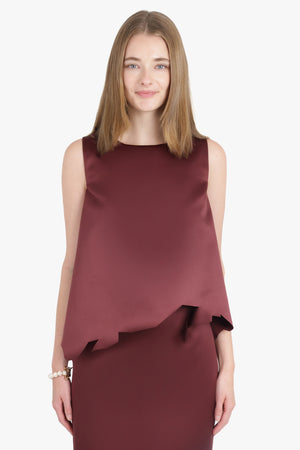 Deconstructed Hem S/Less Top | Burgundy