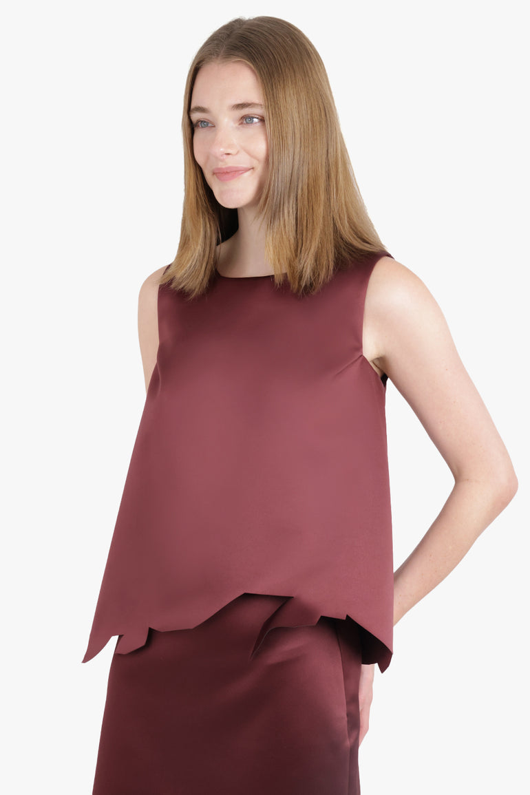 VIKTOR & ROLF RTW Deconstructed Hem S/Less Top | Burgundy