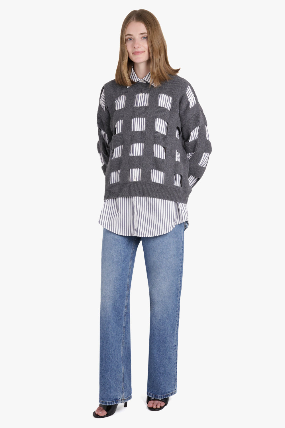 VALENTINO GARAVANI RTW Valentino Cut Out Detail Wool Jumper | Grigio Scuro Melange