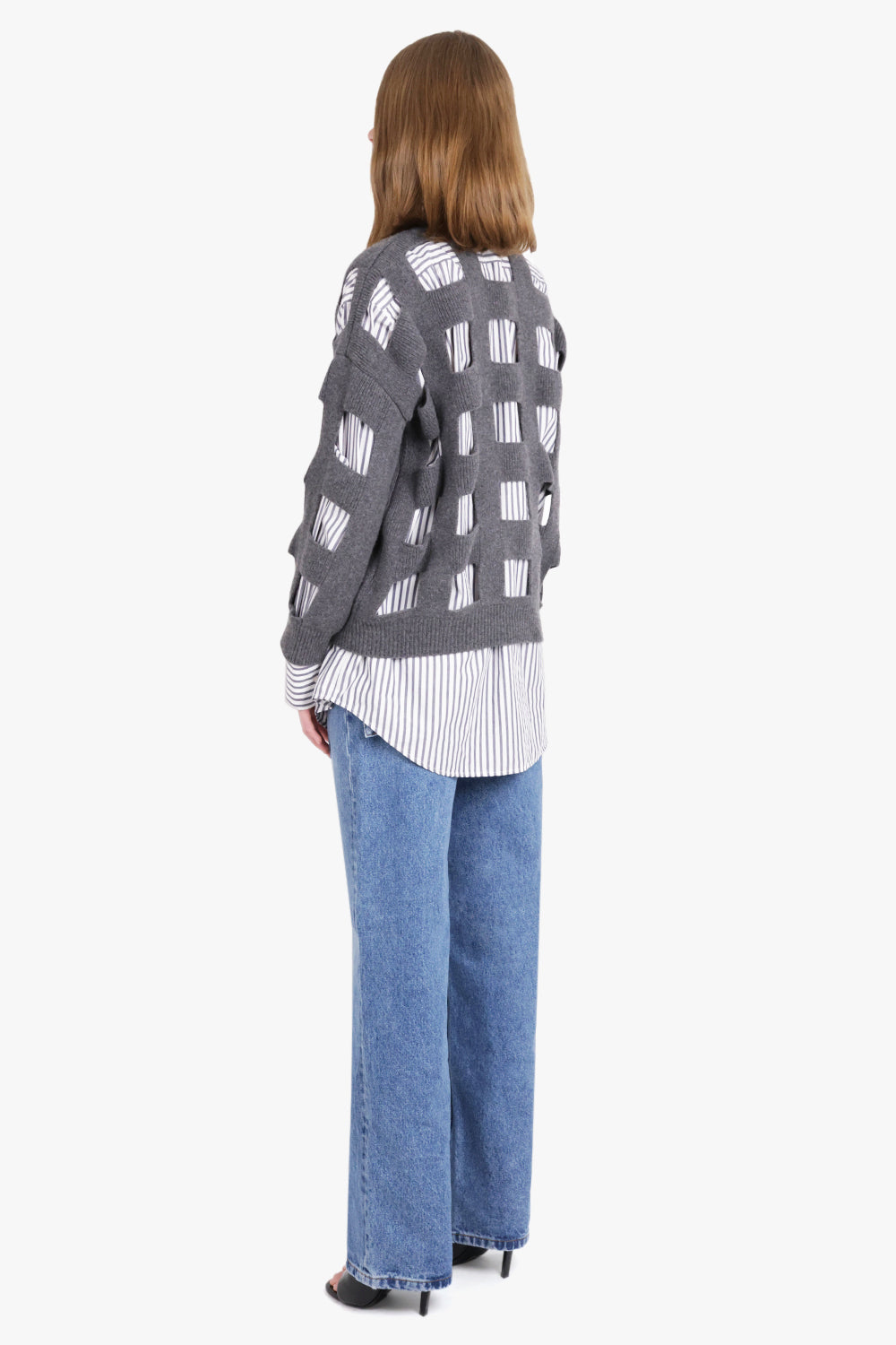 VALENTINO GARAVANI RTW Valentino Cut Out Detail Wool Jumper | Grigio Scuro Melange