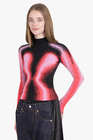 Y/PROJECT RTW Gradient Abstract Body Print L/S Knit Top | Pink/Black