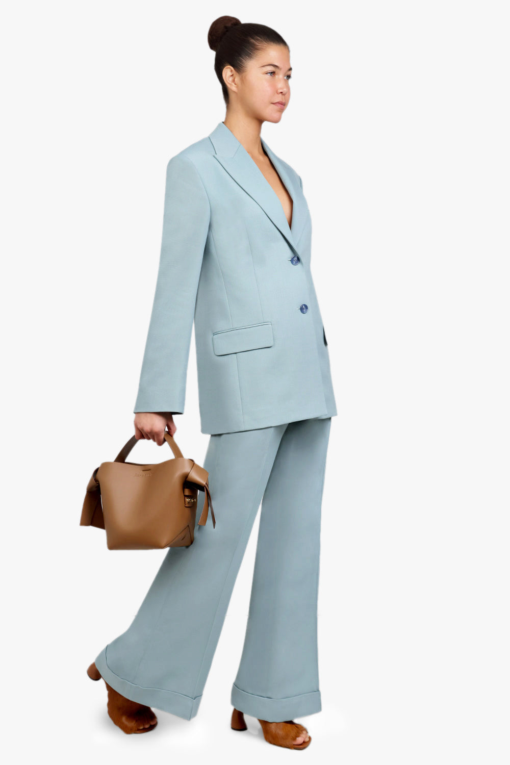 ACNE STUDIOS RTW Jarida Single Breasted Wool Blend Blazer | Aqua Blue