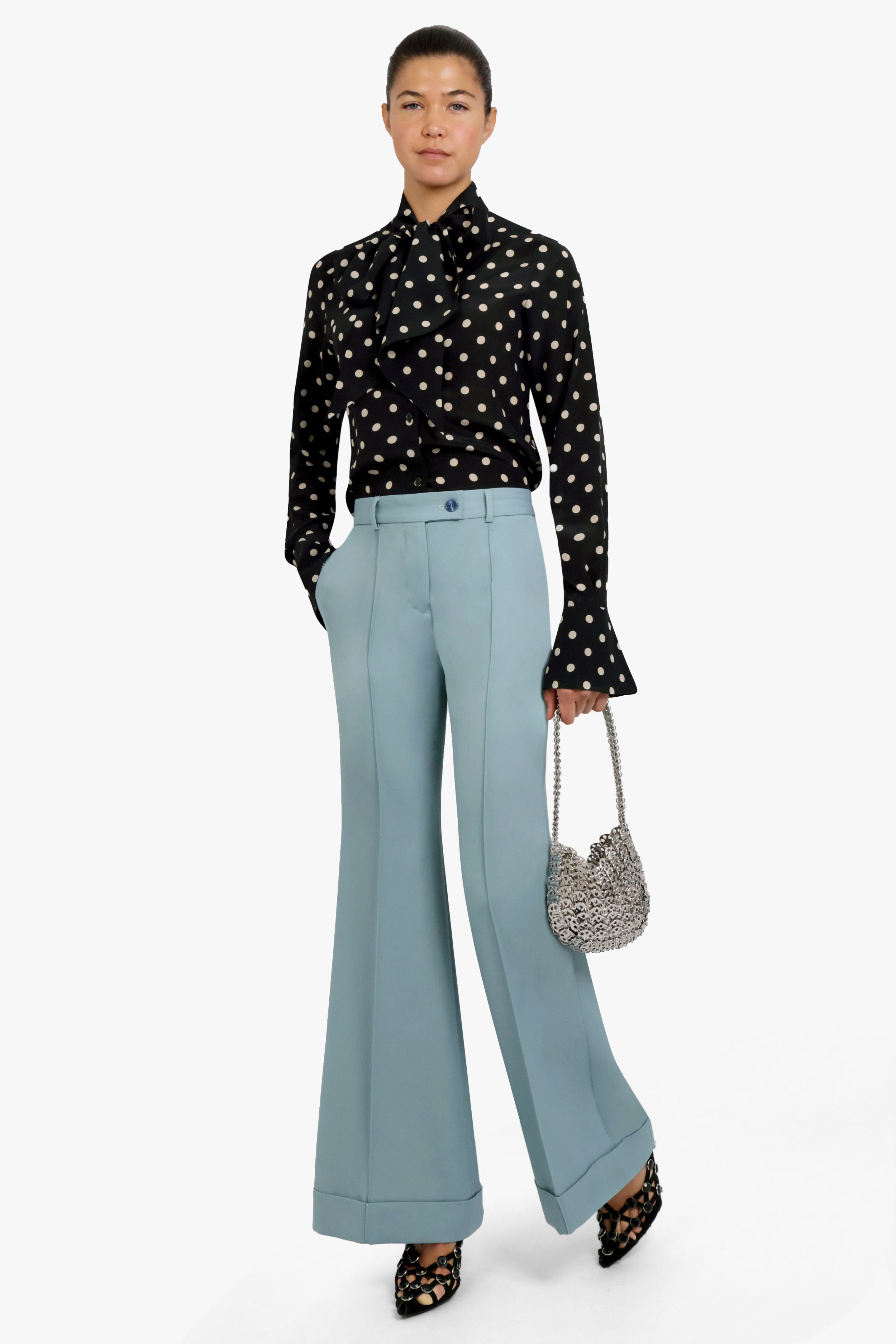 ACNE STUDIOS RTW Pinna Front Seam Hem Trousers | Aqua Blue