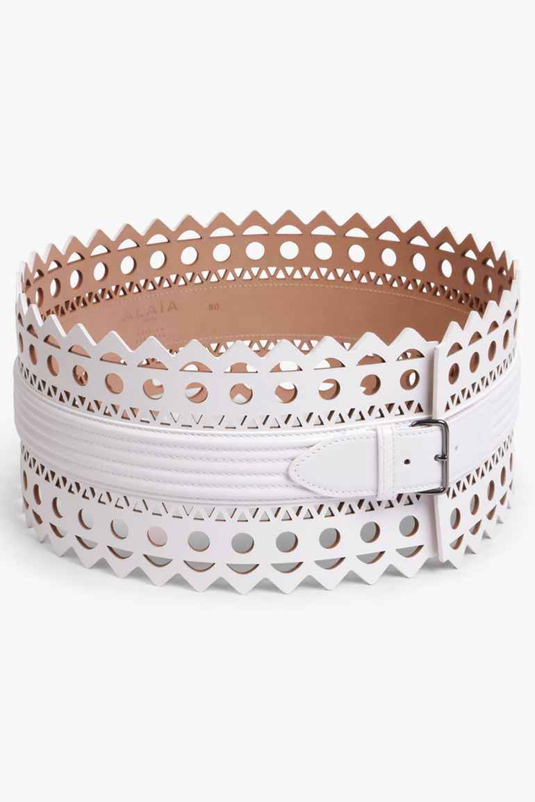 Leather corset belt in white - Alaia