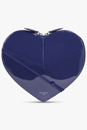 ALAIA BAGS BLUE / BLEU FONCE Le Coeur Patent Heart Shaped Bag | Slate Blue