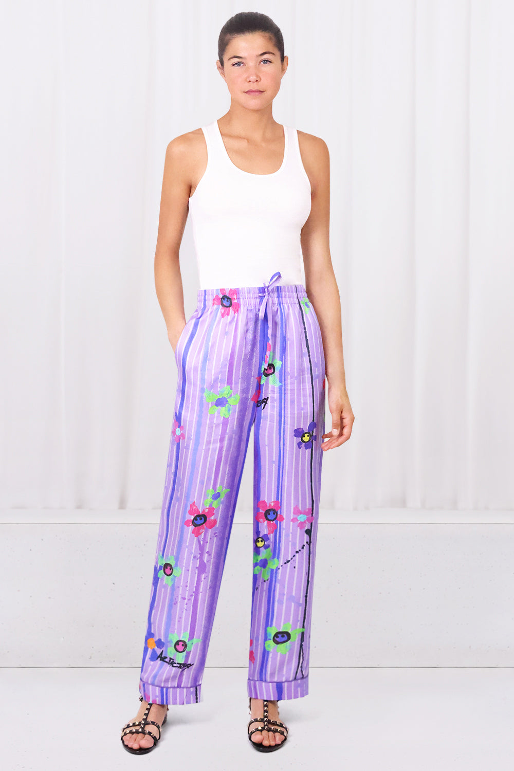 AZ FACTORY RTW Silk Twill Pyjama Pants | Splash Purple