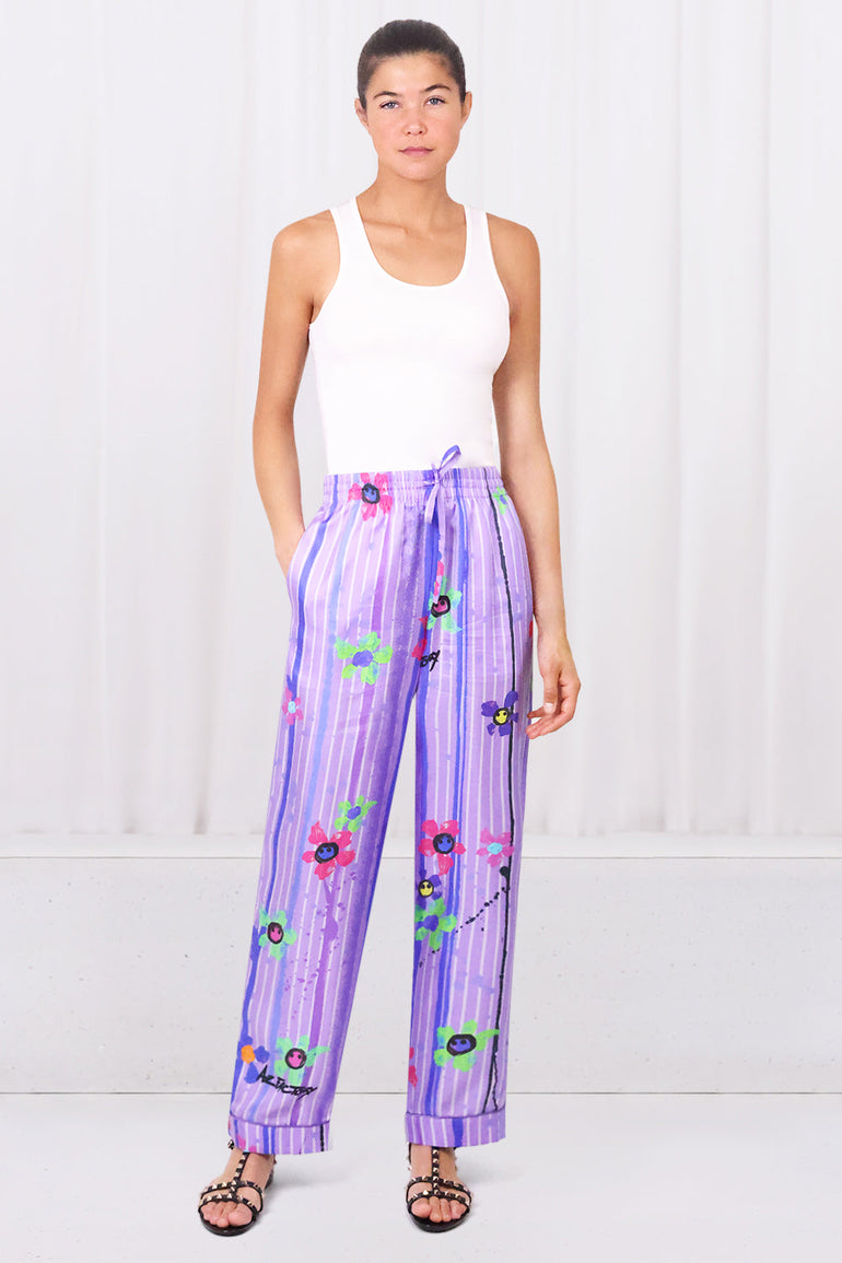 AZ FACTORY RTW Silk Twill Pyjama Pants | Splash Purple