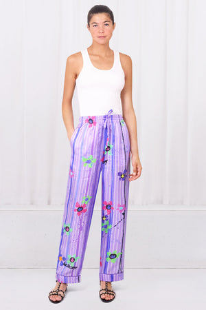 Silk Twill Pyjama Pants | Splash Purple