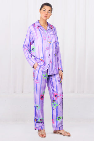 AZ FACTORY RTW Silk Twill Pyjama Shirt | Splash Purple