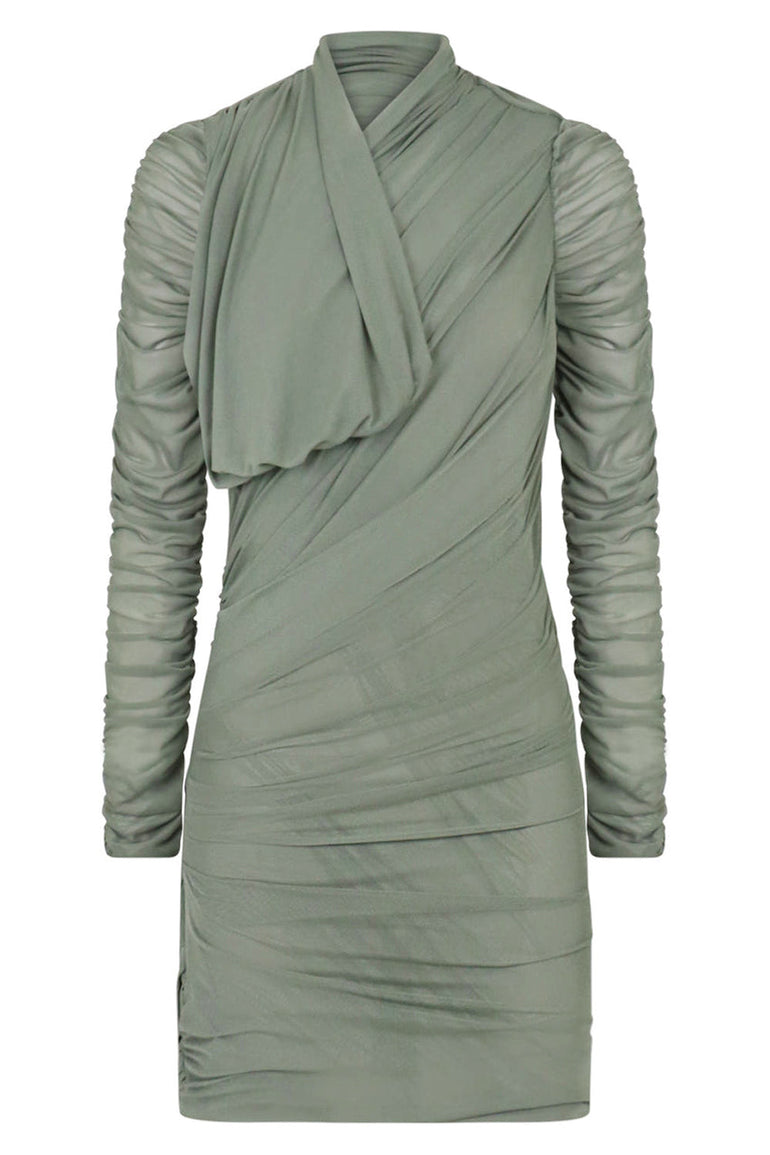 AZ FACTORY RTW X Ester Manas Asymmetric Draped Mini Dress | Khaki