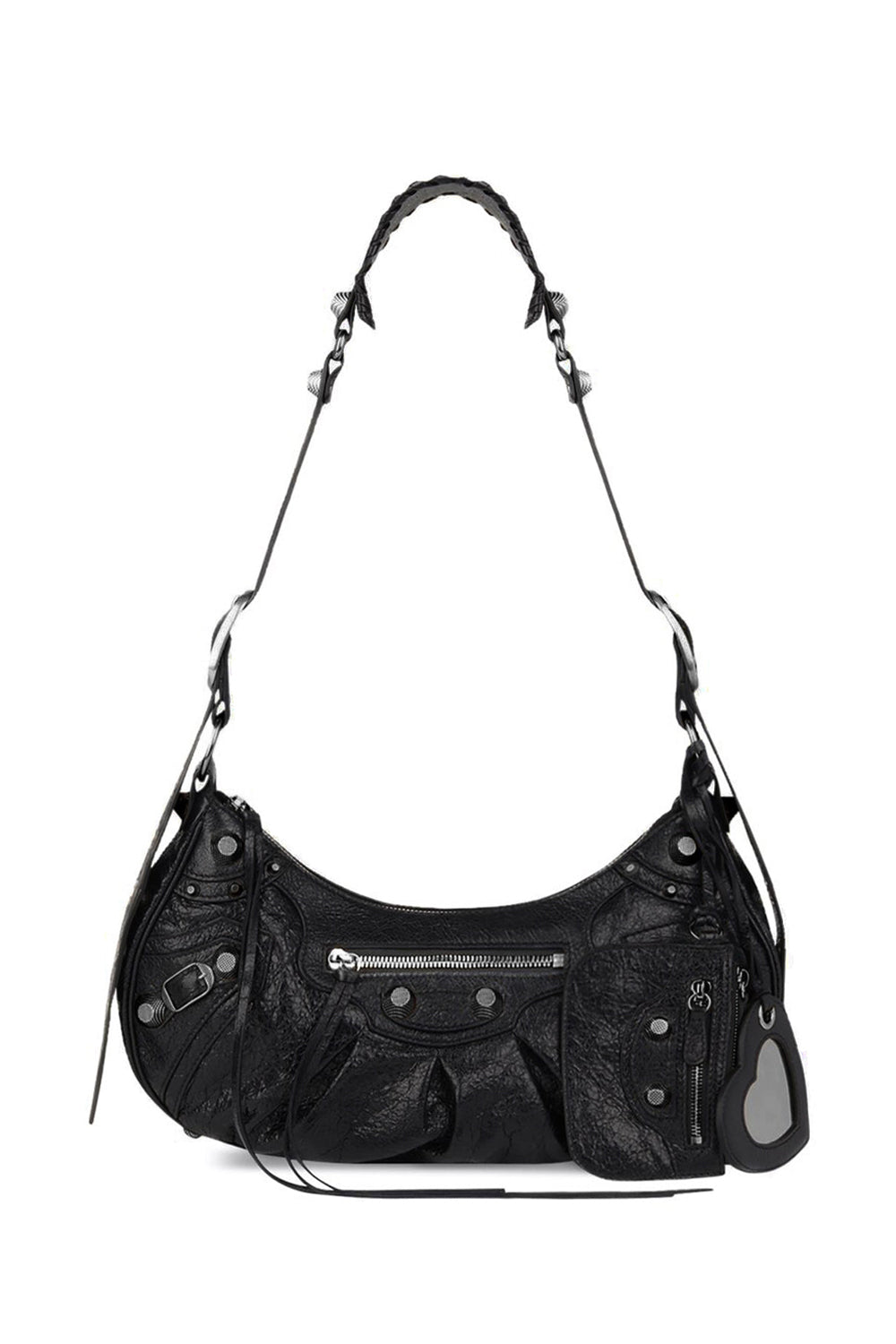 BALENCIAGA BAGS BLACK LE CAGOLE SHOULDER BAG SMALL | BLACK/SILVER