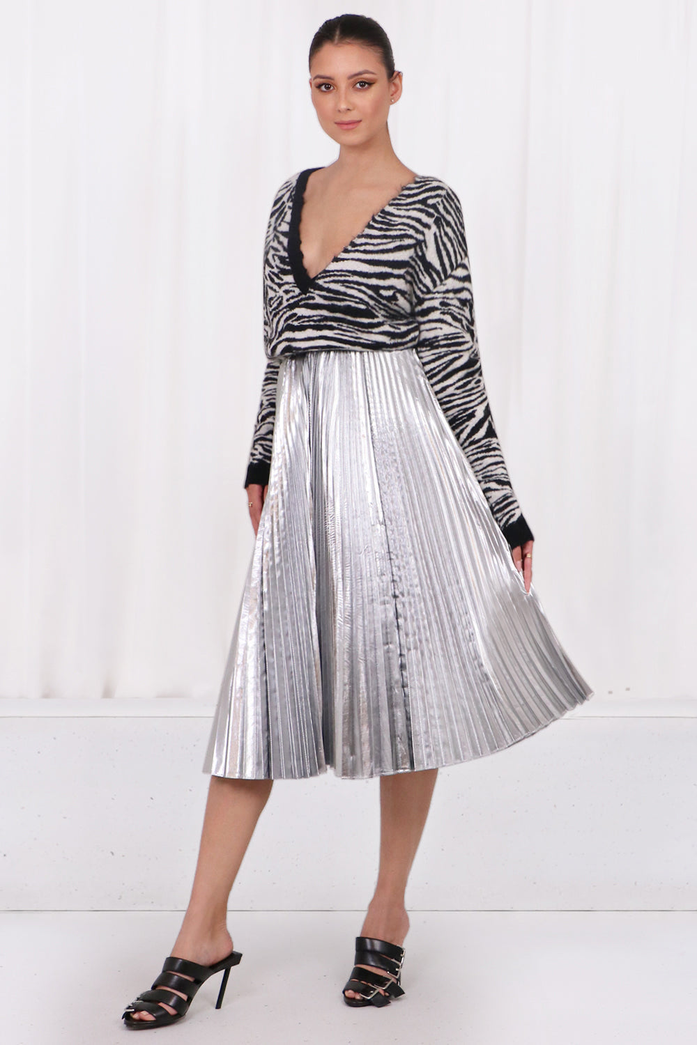 BALENCIAGA RTW PLEATED KICK SKIRT | SILVER