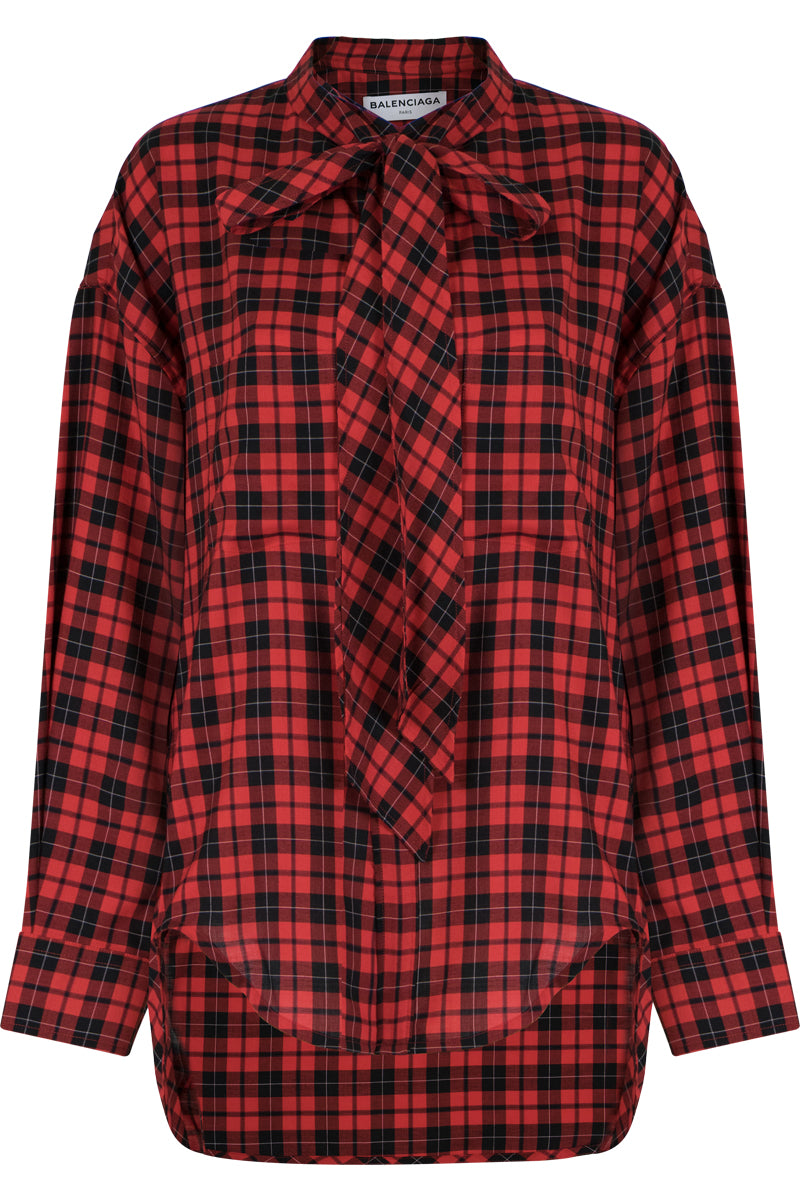 BALENCIAGA RTW TARTAN SWING SHIRT RED