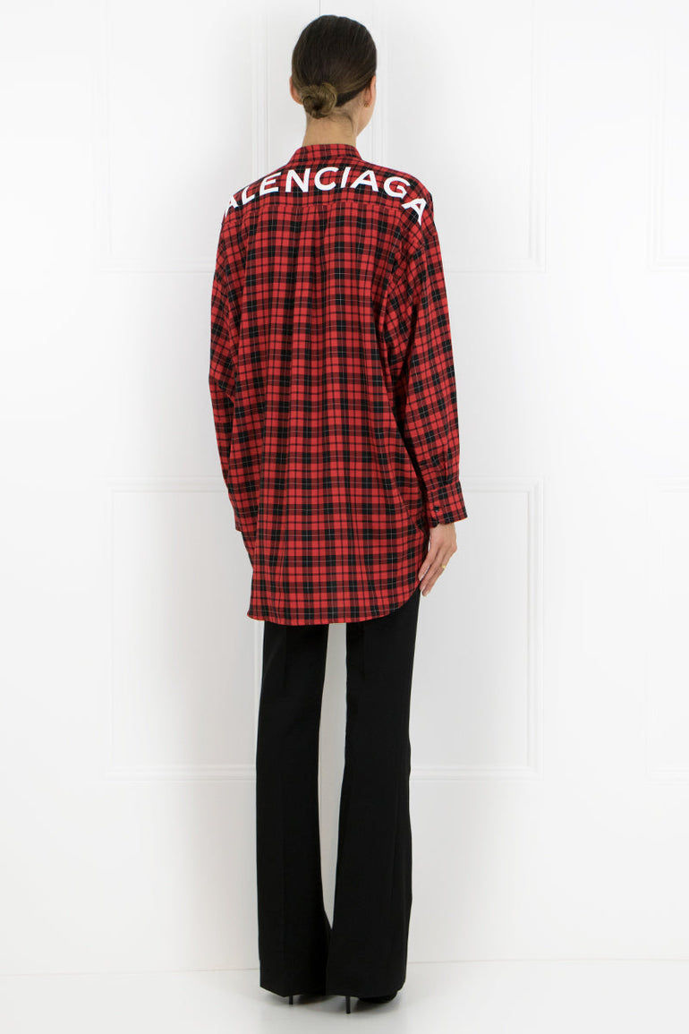 BALENCIAGA RTW TARTAN SWING SHIRT RED