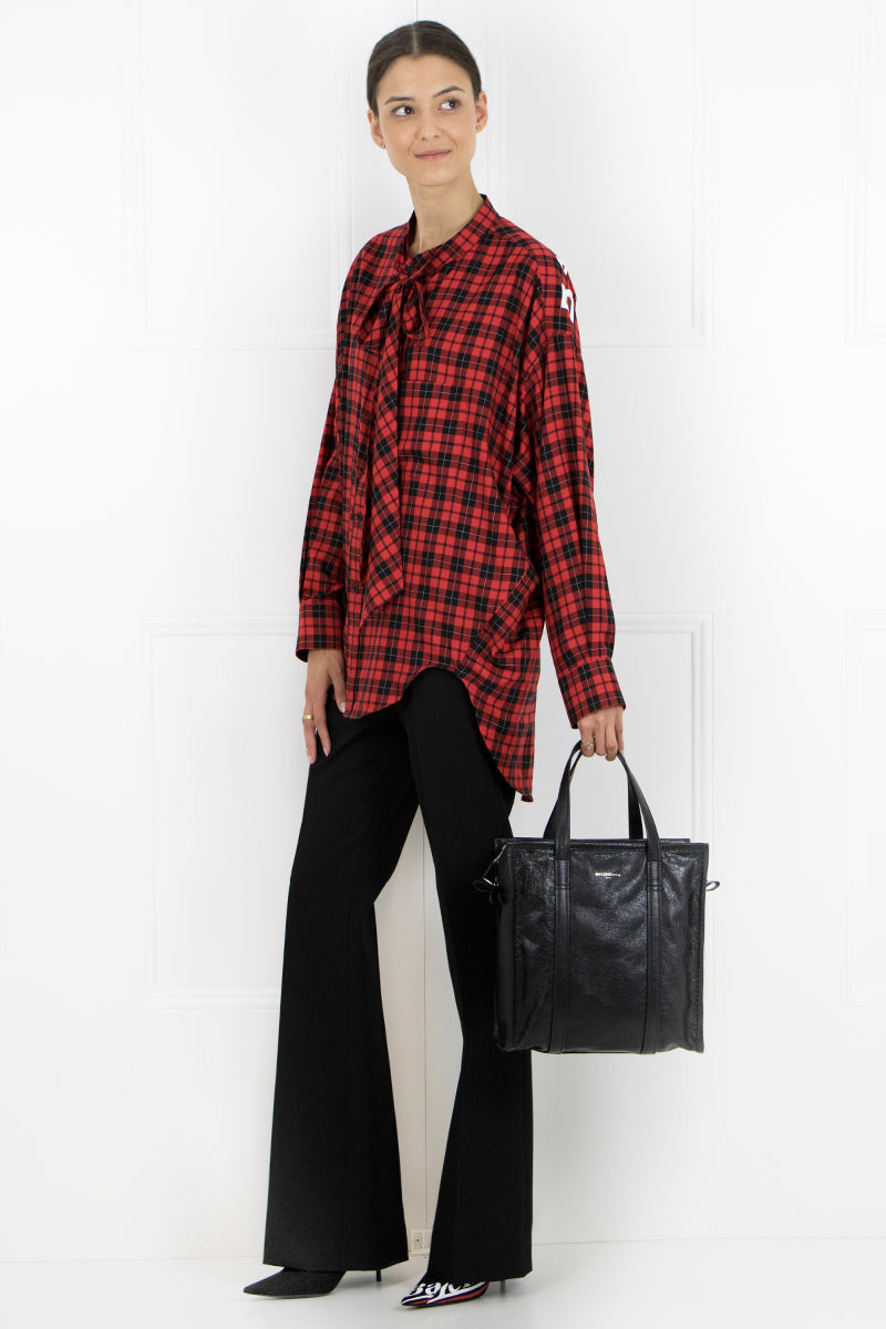 BALENCIAGA RTW TARTAN SWING SHIRT RED