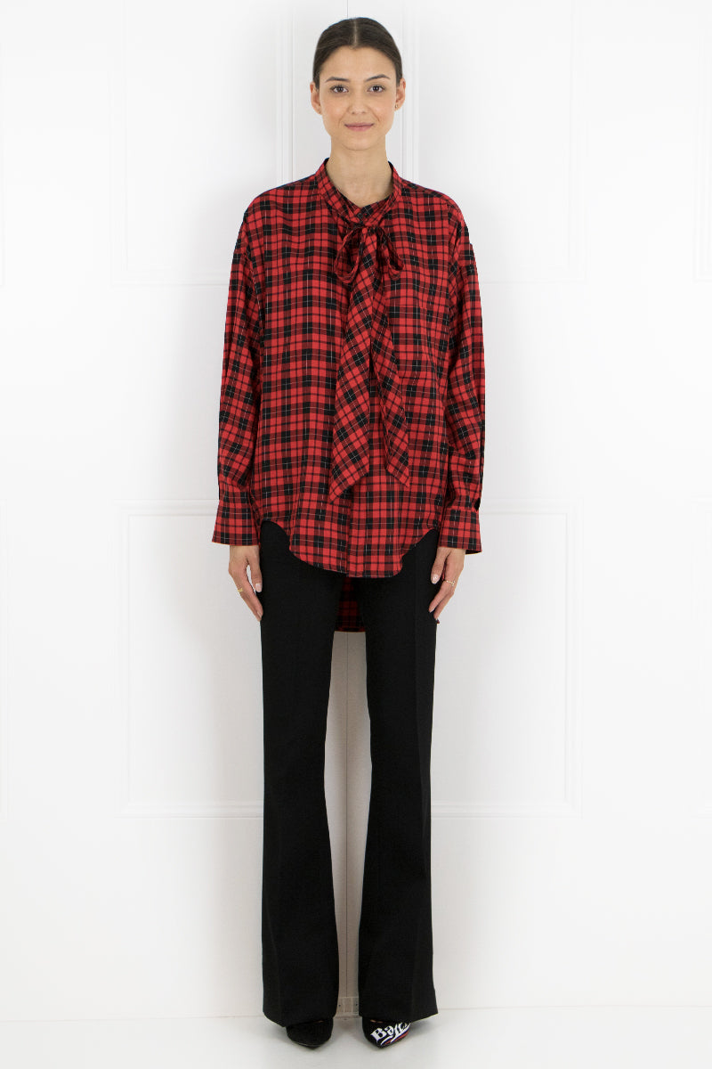 BALENCIAGA RTW TARTAN SWING SHIRT RED