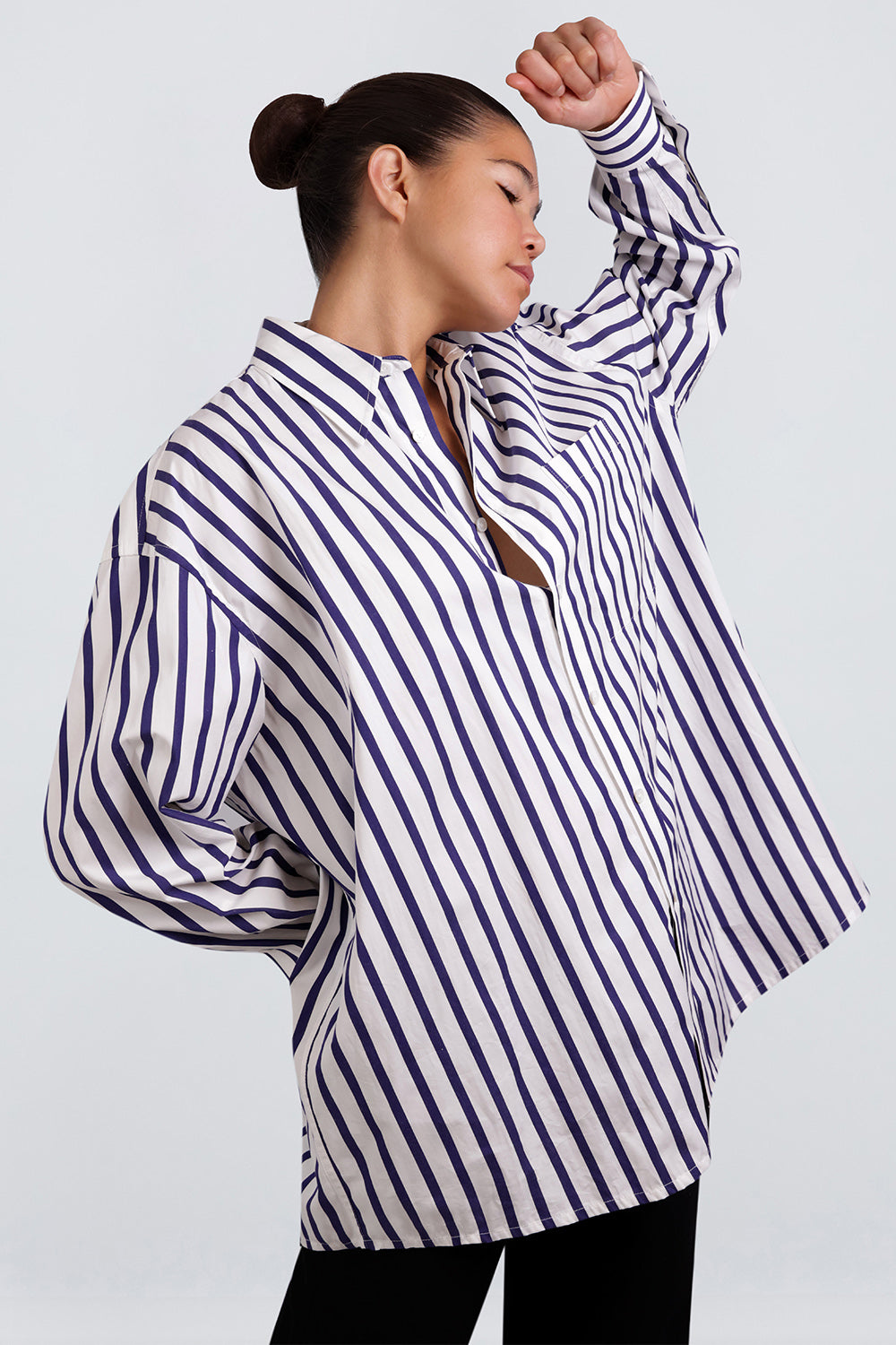 BOTTEGA VENETA WIDE STRIPE SHIRT WHITE NAVY NEW SEASON PARLOUR X