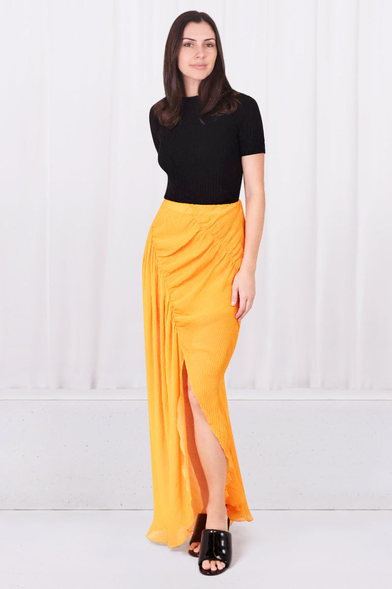 BROGGER RTW VIOLET RUCHED SKIRT | CLEMENTINE ORANGE