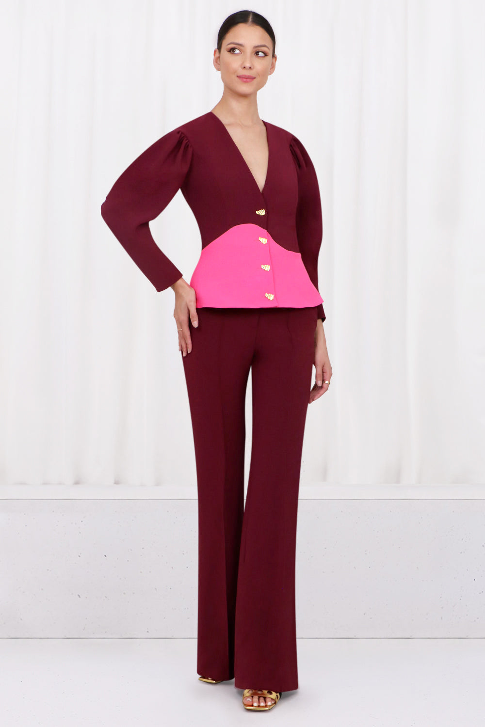 BROGGER RTW WILLOW V NECK JACKET | BURGUNDY/PINK