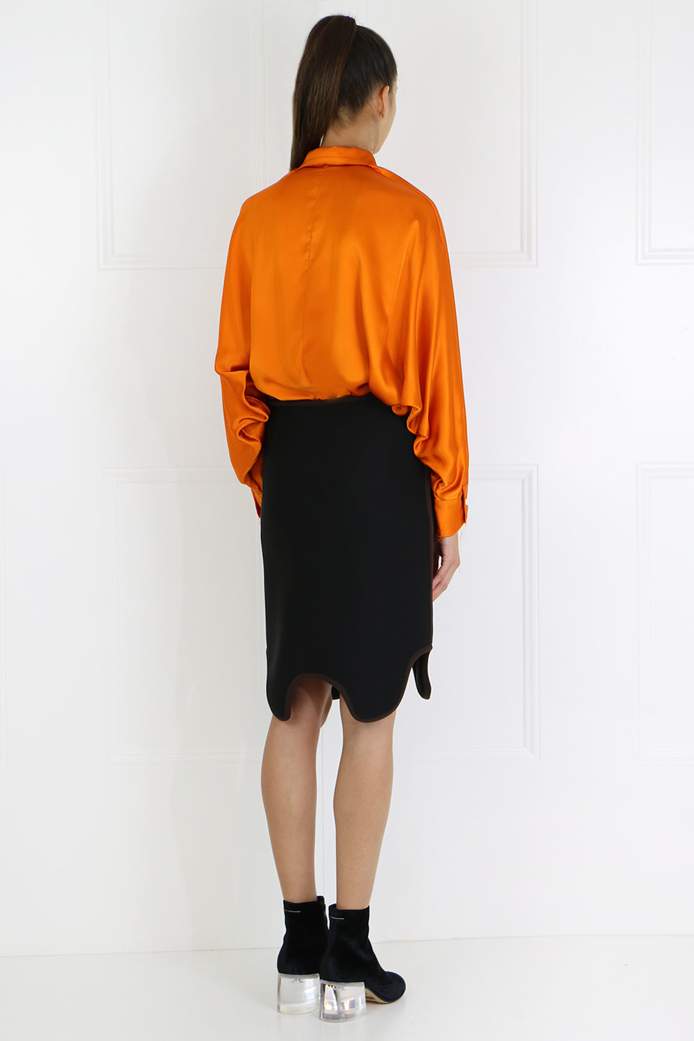 Asymmetrical neoprene shop skirt