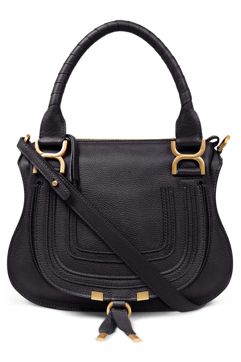 CHLOE BAGS BLACK MARCIE SMALL DOUBLE CARRY BAG | BLACK