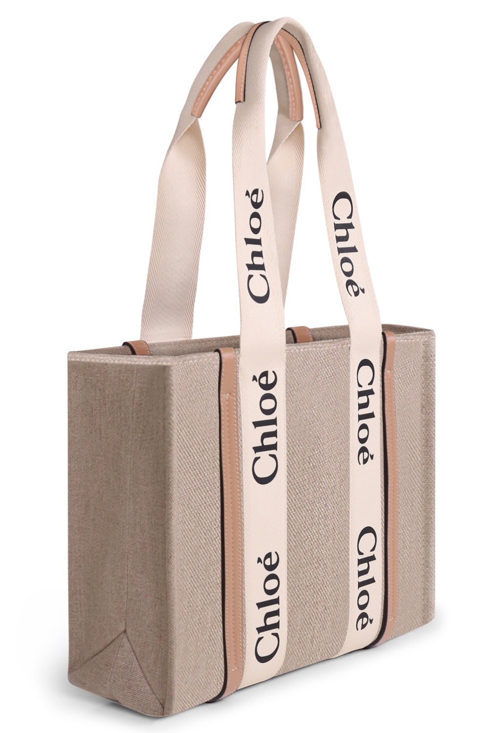 CHLOE BAGS BEIGE WOODY MEDIUM TOTE | BEIGE