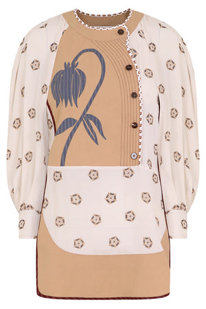 CHLOE RTW FLOWER PATCHWORK BLOUSE L/S SOFT WHITE