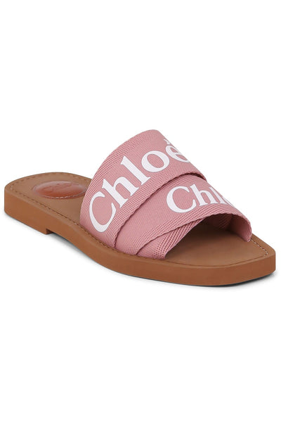 CHLO WOODY LOGO SLIDE DELICATE PINK NEW SEASON ONLINE PARLOUR X