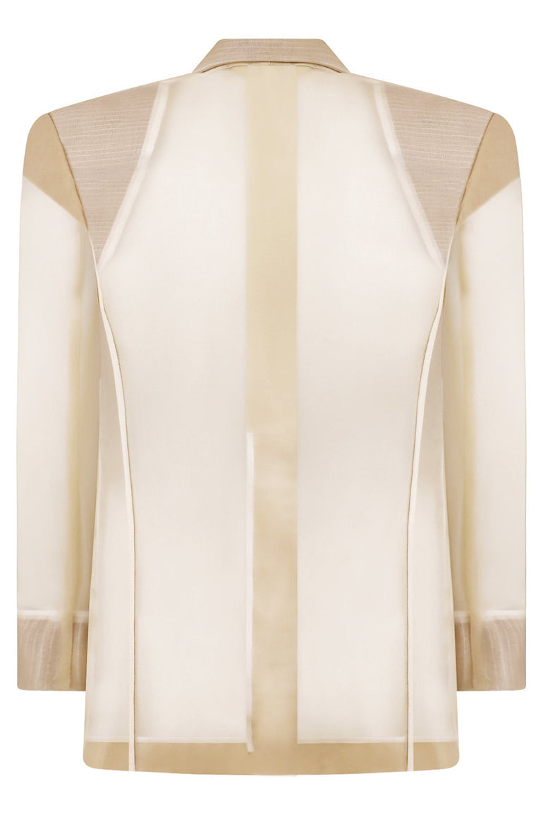 CHRISTOPHER ESBER RTW TAILORED TRANSPARENCY GRAPH OUTLINE BLAZER | TAN