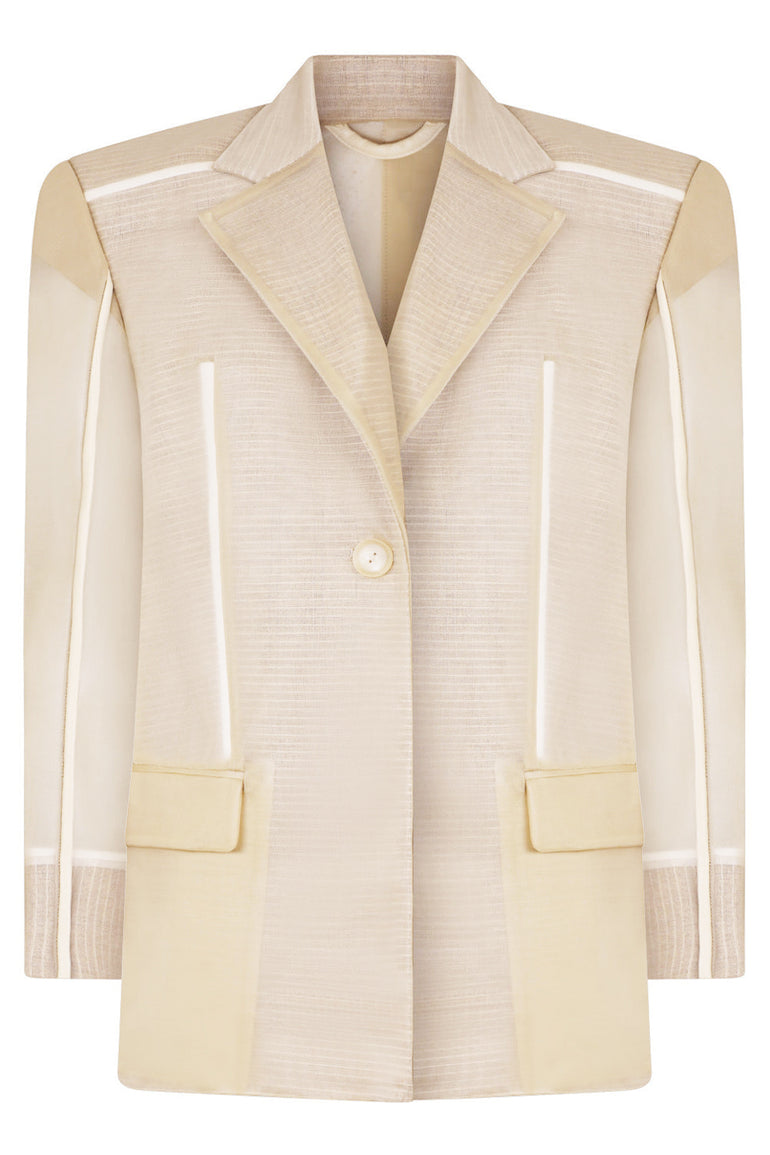 CHRISTOPHER ESBER RTW TAILORED TRANSPARENCY GRAPH OUTLINE BLAZER | TAN