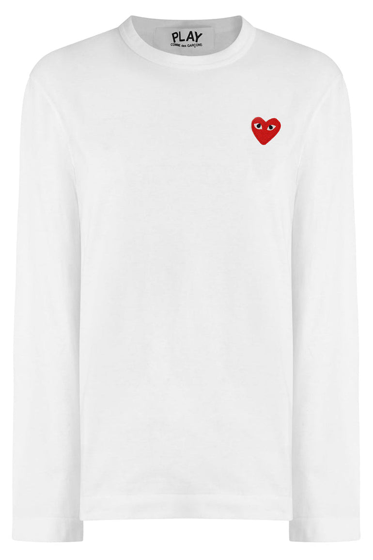 COMME DES GARCONS PLAY RTW PLAY MENS L/SL T-SHIRT | WHITE/RED HEART