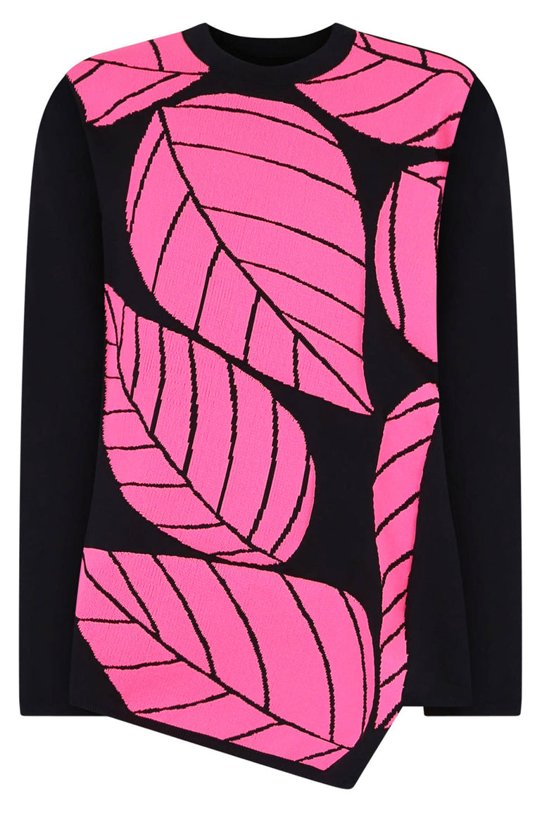 COMME DES GARCONS RTW LEAF PRINT SWEATSHIRT | BLACK/PINK